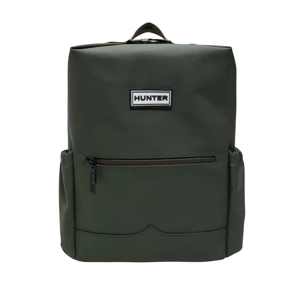 Hunter Top Clip Buckle Backpack Olive Green Water Resistant‎ Rubber Commuter Bag